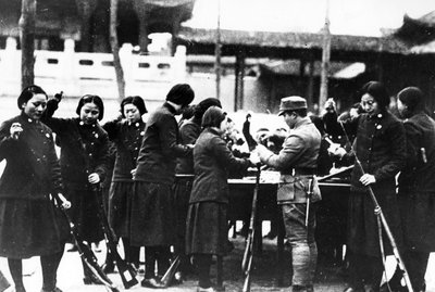 Japanese Women Loading Rifles by Japanese Photographer